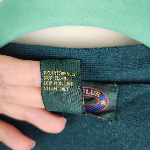 Charter Club Classic 100% Merino Wool Green Cardigan Sweater sz S flaw - Picture 10 of 12